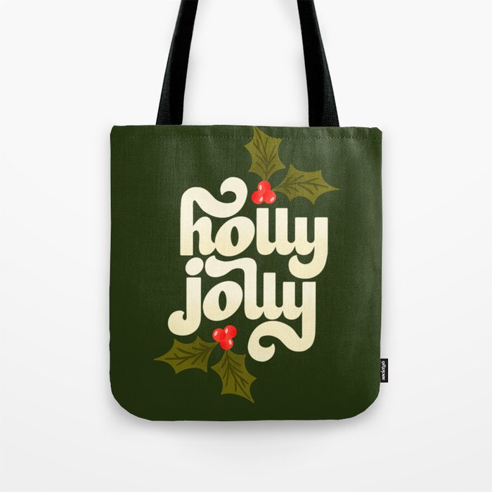 Holly Jolly Lettering Tote Bag Gallery Image 1
