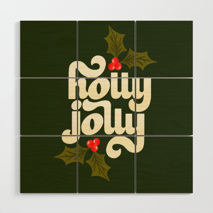 Holly Jolly Lettering Wood Wall Art Gallery Image 1