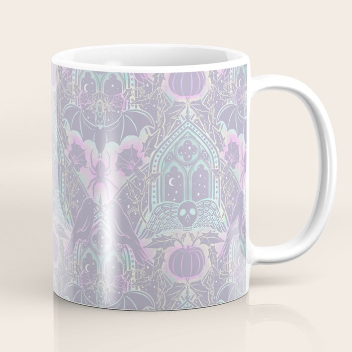 Gothic Halloween Damask - pastel glow Coffee Mug Gallery Image 1