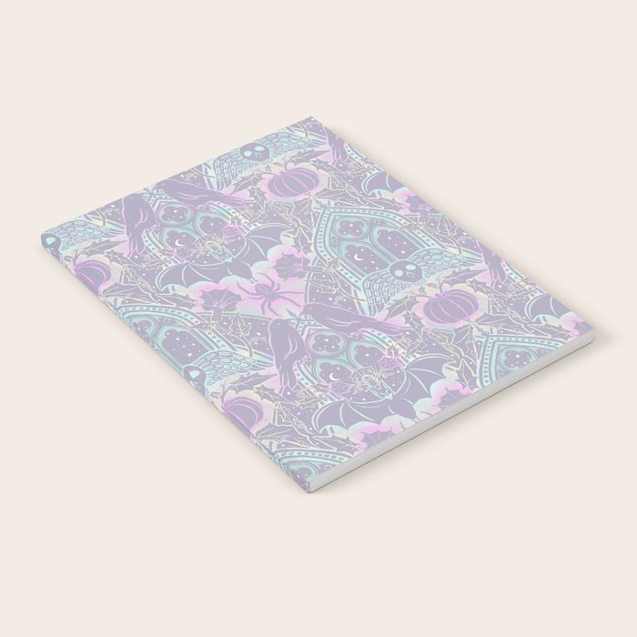 Gothic Halloween Damask - pastel glow Notebook Gallery Image 1