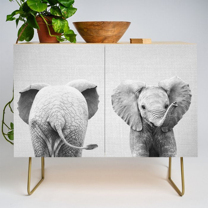 Baby Elephant - Black & White Credenza Gallery Image 1