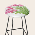 pink tulips watercolor Stool Gallery Image 2