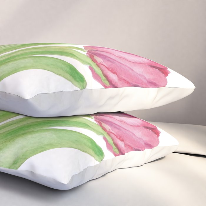 pink tulips watercolor Pillow Sham Gallery Image 3