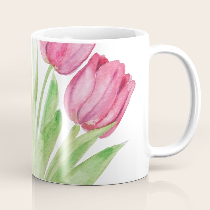 pink tulips watercolor Coffee Mug Gallery Image 1