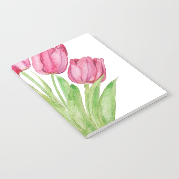 pink tulips watercolor Notebook Gallery Image 1