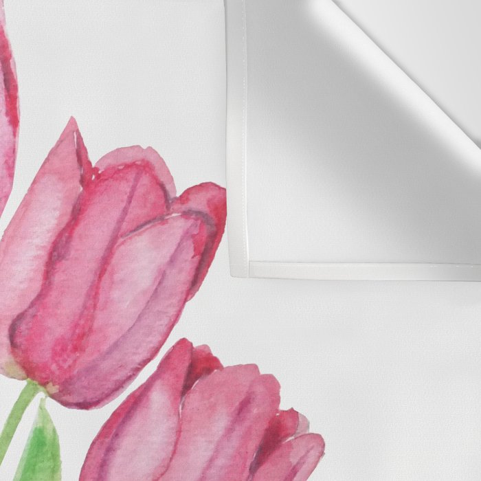 pink tulips watercolor Wall Tapestry Gallery Image 3