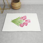 pink tulips watercolor Rug Gallery Image 1
