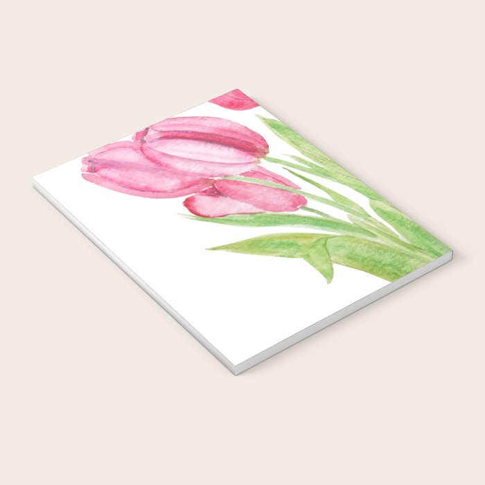 pink tulips watercolor Notebook Gallery Image 3