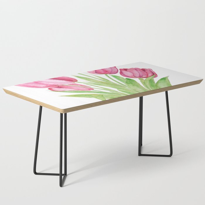 pink tulips watercolor Coffee Table Gallery Image 1