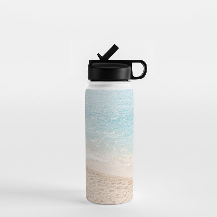 Aerial Surfers Beach Print, Surf Beach Photography, Surfboard Minimal Aerial Photography, Blue Ocean Print, Beach Print, Minimalism Beach Print, Beach Art, Home Decor Water Bottle Gallery Image 1