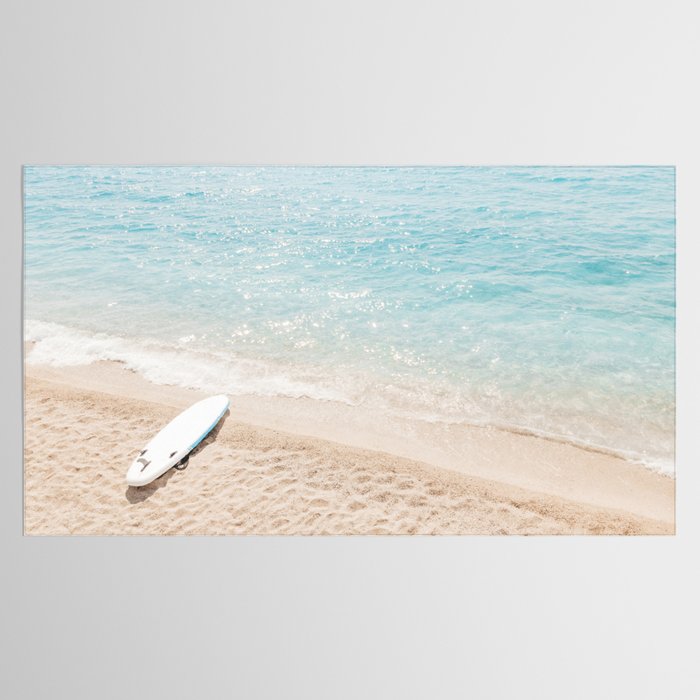 Aerial Surfers Beach Print, Surf Beach Photography, Surfboard Minimal Aerial Photography, Blue Ocean Print, Beach Print, Minimalism Beach Print, Beach Art, Home Decor Tablecloth Gallery Image 2