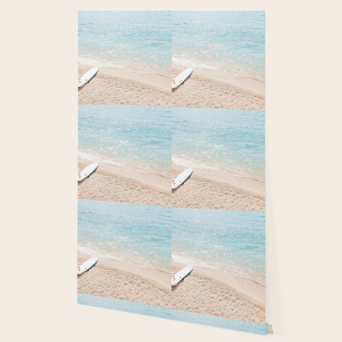 Aerial Surfers Beach Print, Surf Beach Photography, Surfboard Minimal Aerial Photography, Blue Ocean Print, Beach Print, Minimalism Beach Print, Beach Art, Home Decor Wallpaper Gallery Image 2