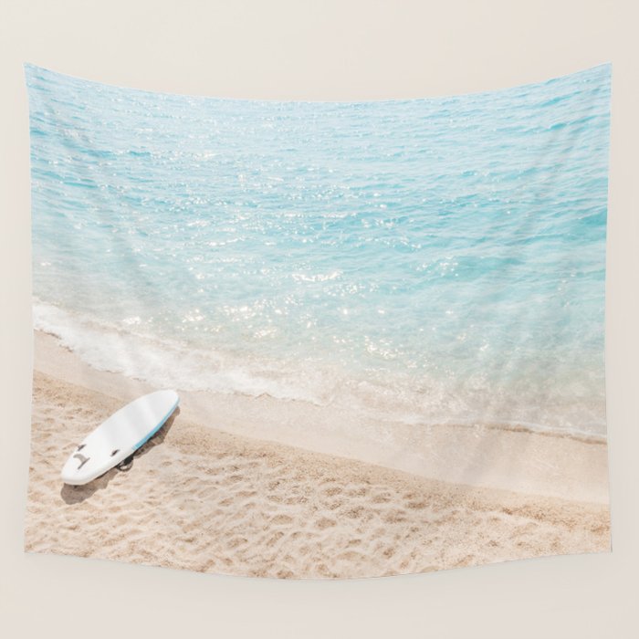 Aerial Surfers Beach Print, Surf Beach Photography, Surfboard Minimal Aerial Photography, Blue Ocean Print, Beach Print, Minimalism Beach Print, Beach Art, Home Decor Wall Tapestry Gallery Image 4