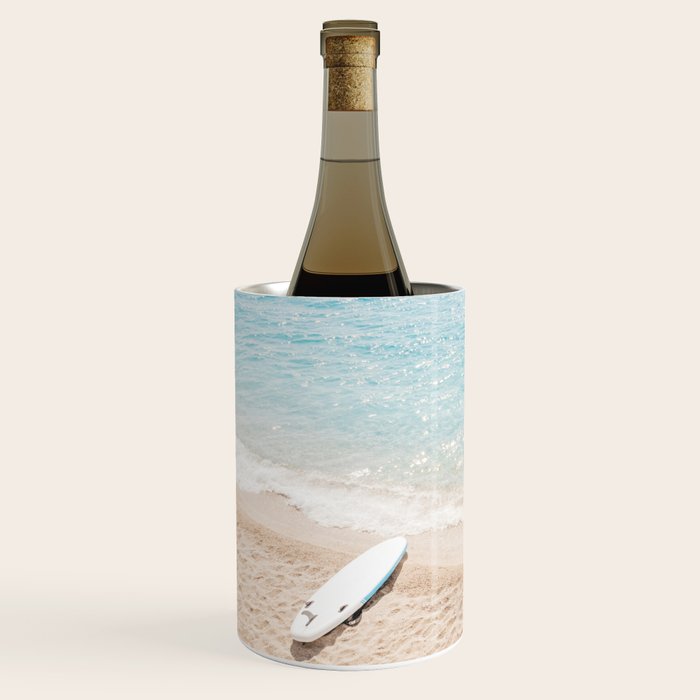 Aerial Surfers Beach Print, Surf Beach Photography, Surfboard Minimal Aerial Photography, Blue Ocean Print, Beach Print, Minimalism Beach Print, Beach Art, Home Decor Wine Chiller Gallery Image 2
