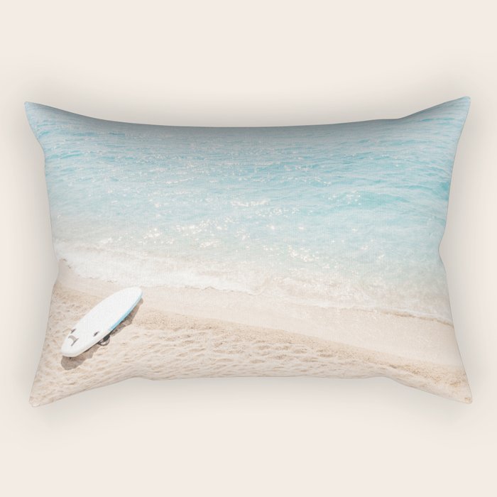 Aerial Surfers Beach Print, Surf Beach Photography, Surfboard Minimal Aerial Photography, Blue Ocean Print, Beach Print, Minimalism Beach Print, Beach Art, Home Decor Rectangular Pillow Gallery Image 2
