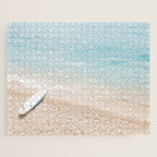 Aerial Surfers Beach Print, Surf Beach Photography, Surfboard Minimal Aerial Photography, Blue Ocean Print, Beach Print, Minimalism Beach Print, Beach Art, Home Decor Jigsaw Puzzle Gallery Image 1