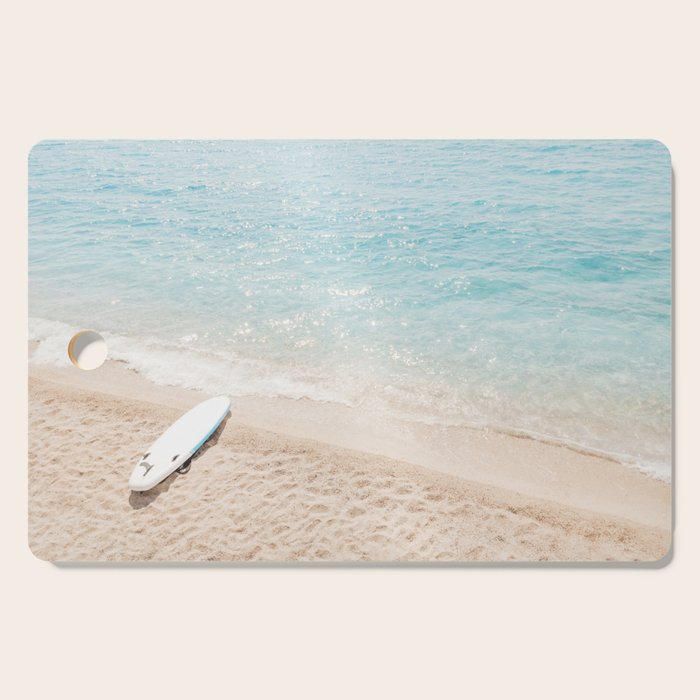 Aerial Surfers Beach Print, Surf Beach Photography, Surfboard Minimal Aerial Photography, Blue Ocean Print, Beach Print, Minimalism Beach Print, Beach Art, Home Decor Cutting Board Gallery Image 1