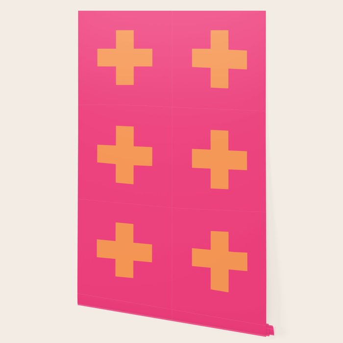 Swiss Cross Symbol in Pink and Orange Wallpaper Gallery Image 2