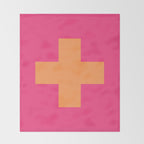 Swiss Cross Symbol in Pink and Orange Throw Blanket Gallery Image 2
