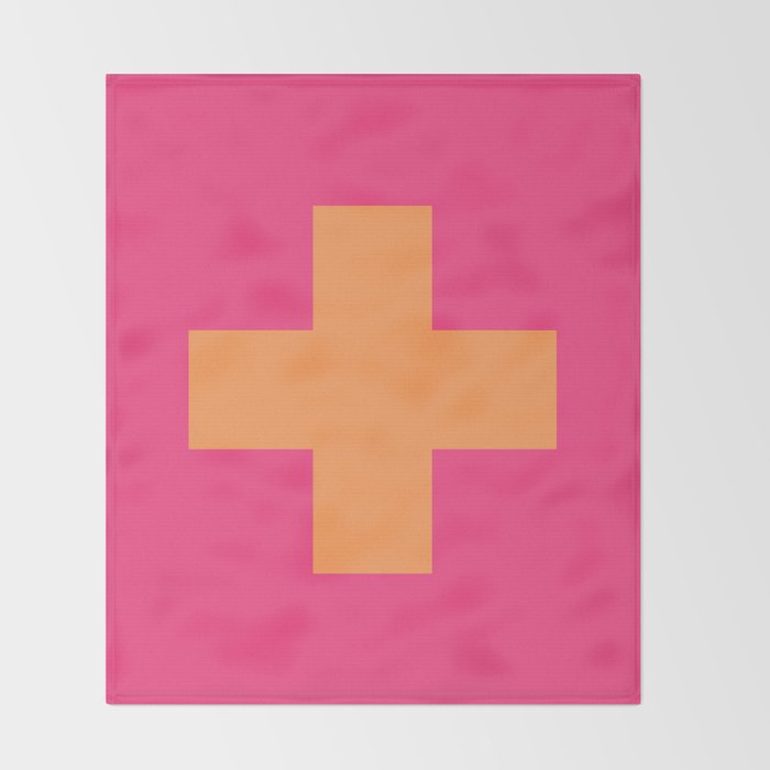Swiss Cross Symbol in Pink and Orange Throw Blanket Gallery Image 2