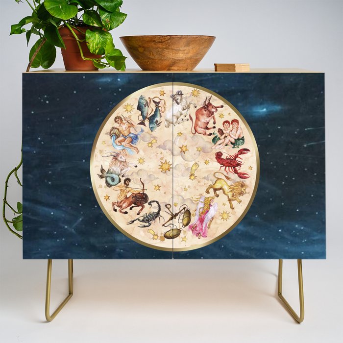Vintage Astrology Zodiac Wheel Credenza Gallery Image 1