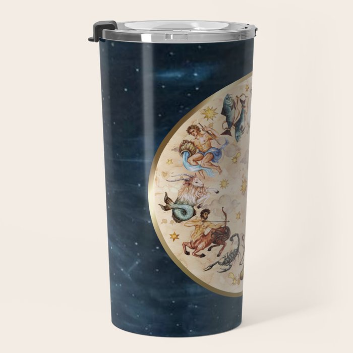 Vintage Astrology Zodiac Wheel Travel Mug Gallery Image 3