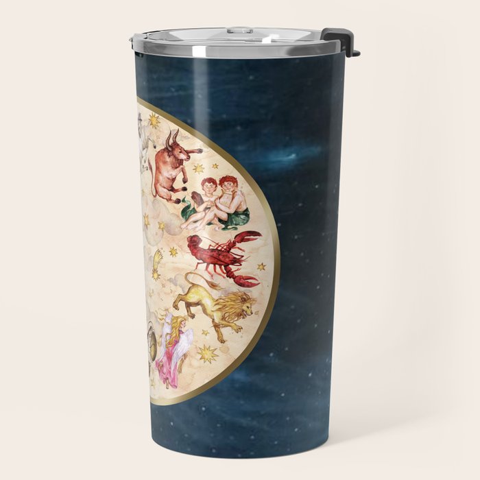 Vintage Astrology Zodiac Wheel Travel Mug Gallery Image 2