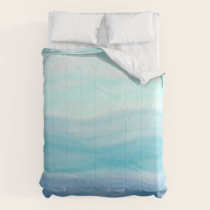 Sea Waves, Abstract Watercolor Painting Comforter Gallery Image 1