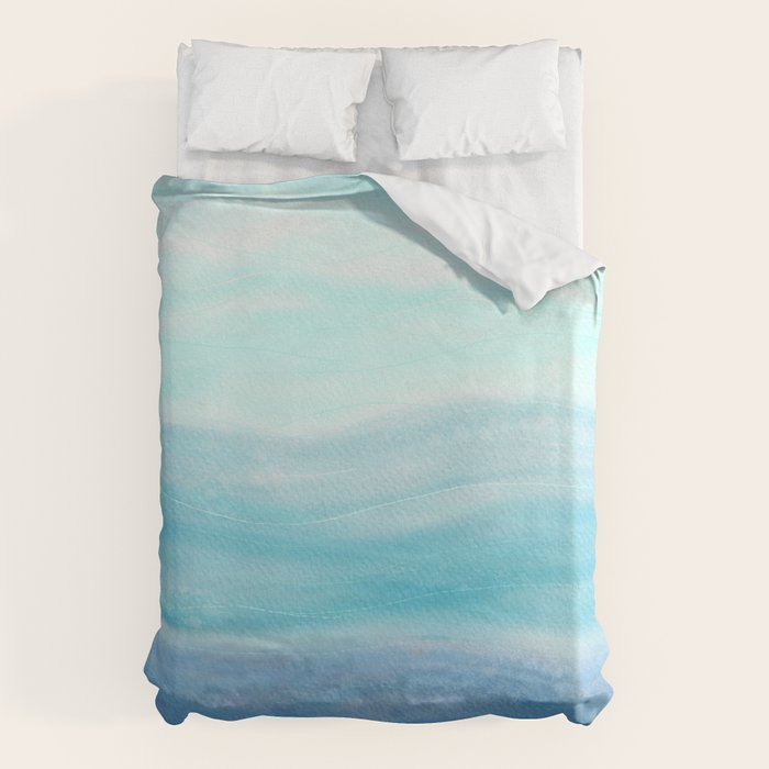 Sea Waves, Abstract Watercolor Painting Duvet Cover Gallery Image 1