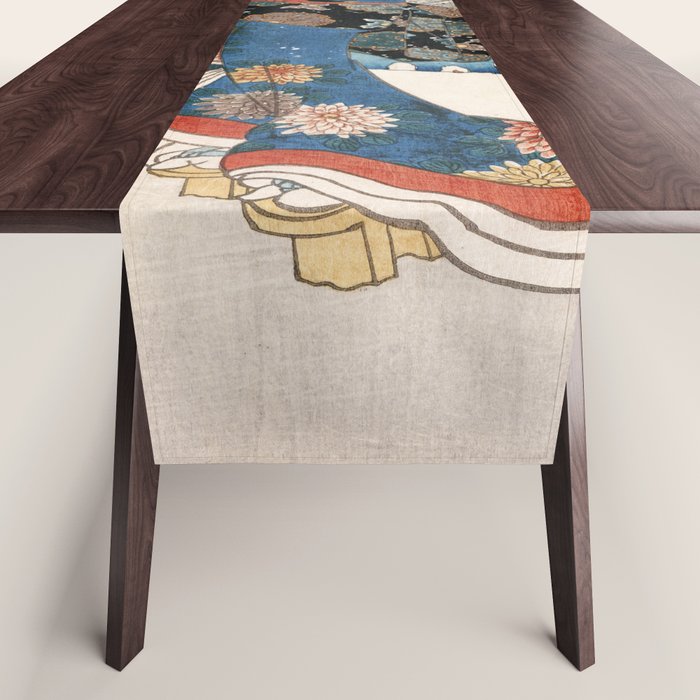 Japanese Vintage Kunisada Hiroshige Snowy Landscape Table Runner Gallery Image 1