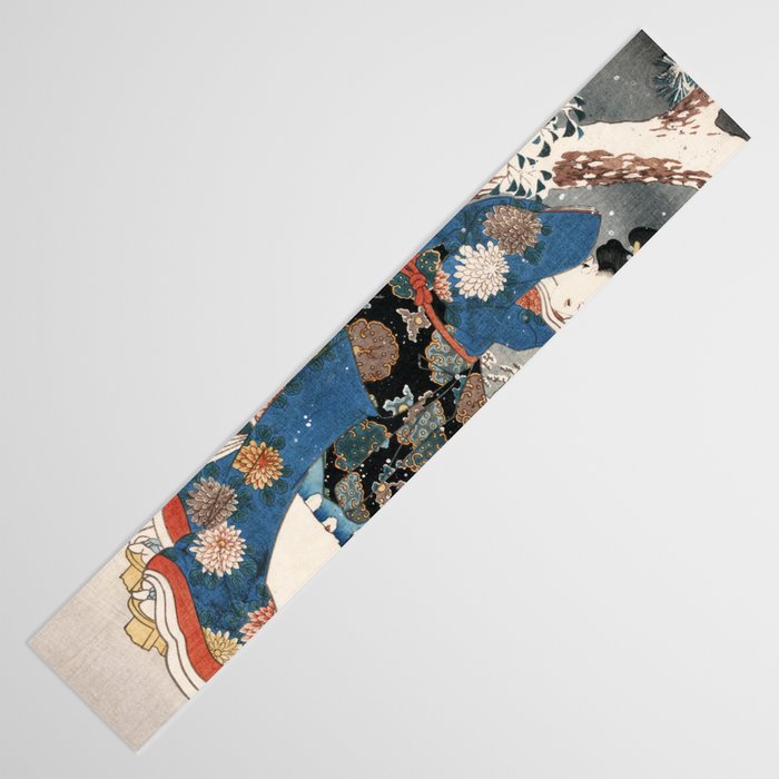 Japanese Vintage Kunisada Hiroshige Snowy Landscape Table Runner Gallery Image 3