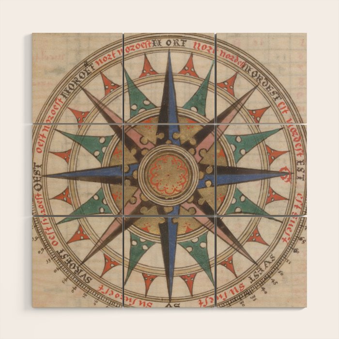 Historical Nautical Compass (1543) Wood Wall Art Gallery Image 1