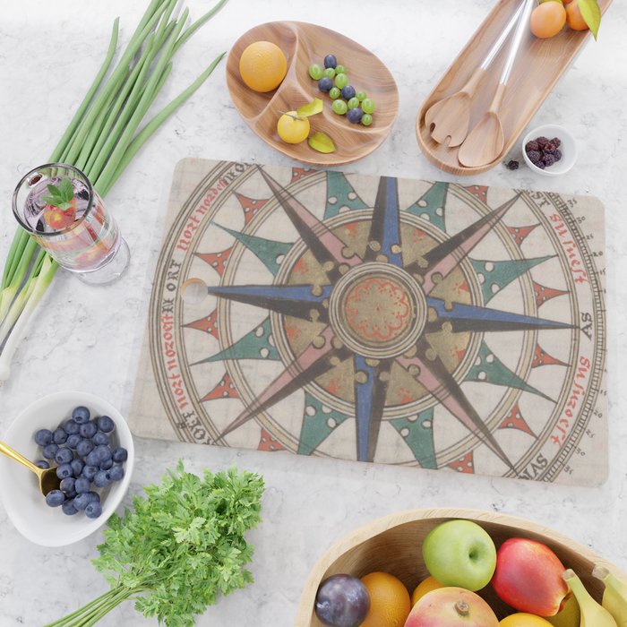 Historical Nautical Compass (1543) Cutting Board Gallery Image 2
