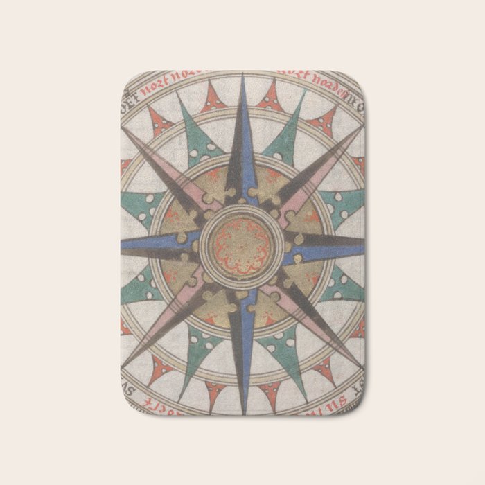 Historical Nautical Compass (1543) Bath Mat Gallery Image 1