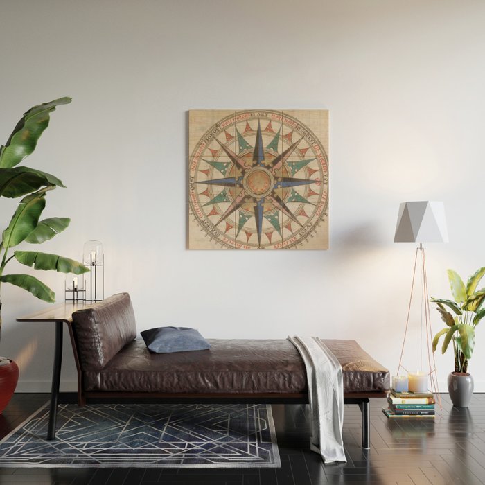 Historical Nautical Compass (1543) Wood Wall Art Gallery Image 2