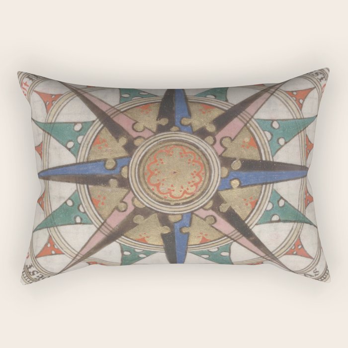 Historical Nautical Compass (1543) Rectangular Pillow Gallery Image 2