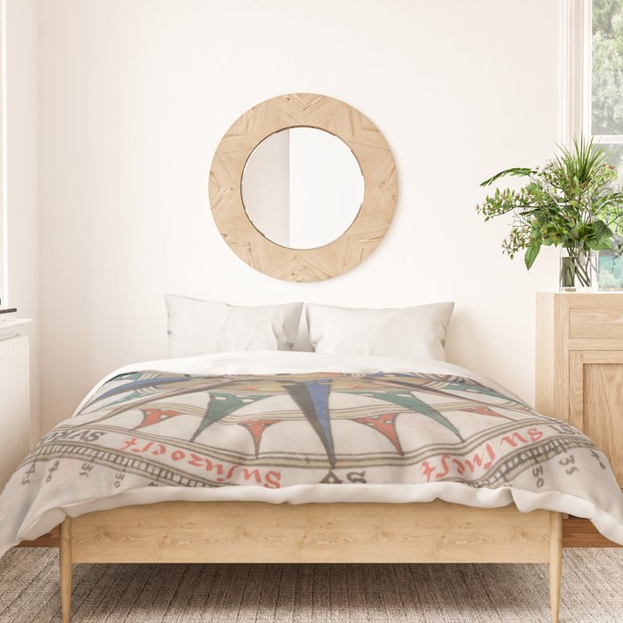 Historical Nautical Compass (1543) Duvet Cover Gallery Image 3