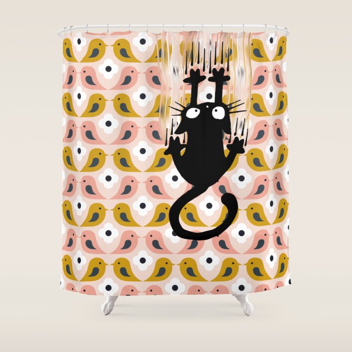 Unexspected falling cat blush Shower Curtain Gallery Image 1