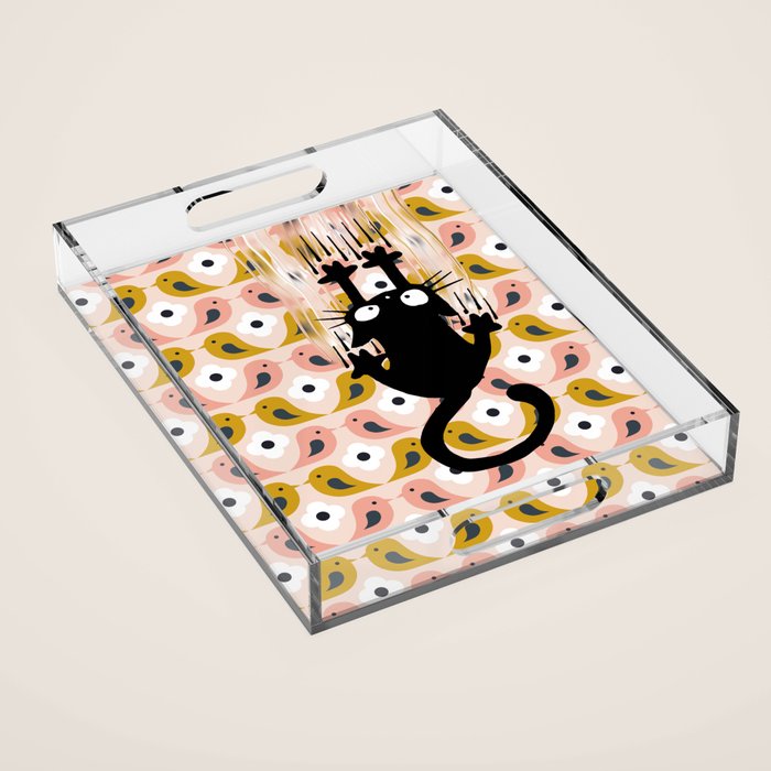 Unexspected falling cat blush Acrylic Tray Gallery Image 1