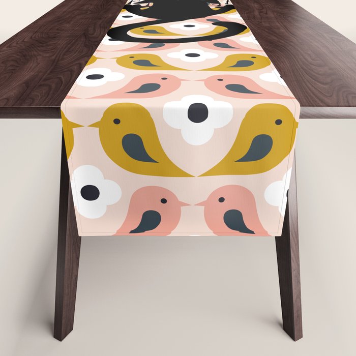 Unexspected falling cat blush Table Runner Gallery Image 1