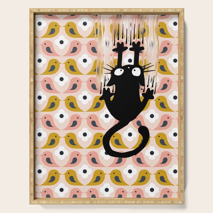 Unexspected falling cat blush Serving Tray Gallery Image 1