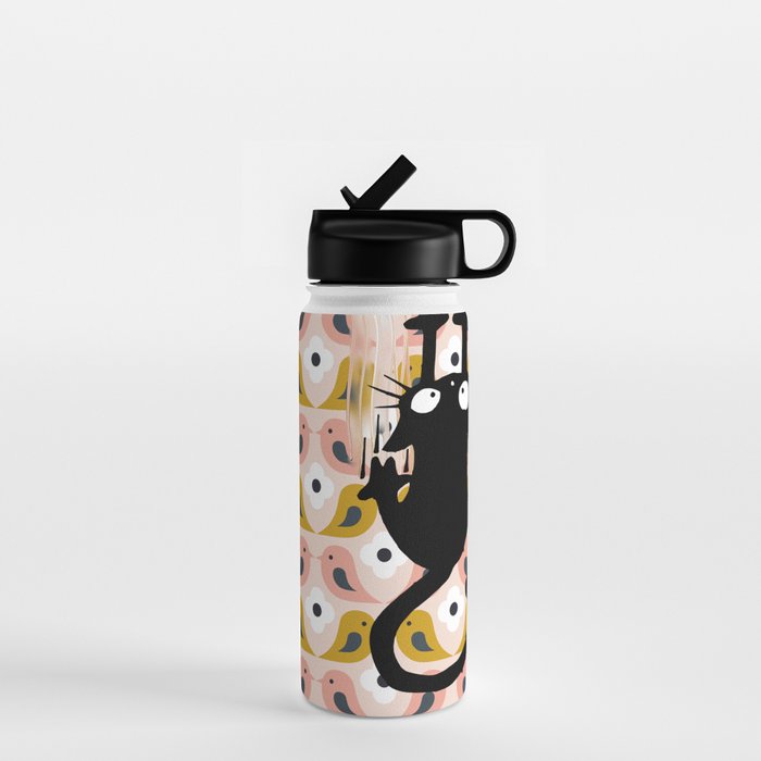 Unexspected falling cat blush Water Bottle Gallery Image 1
