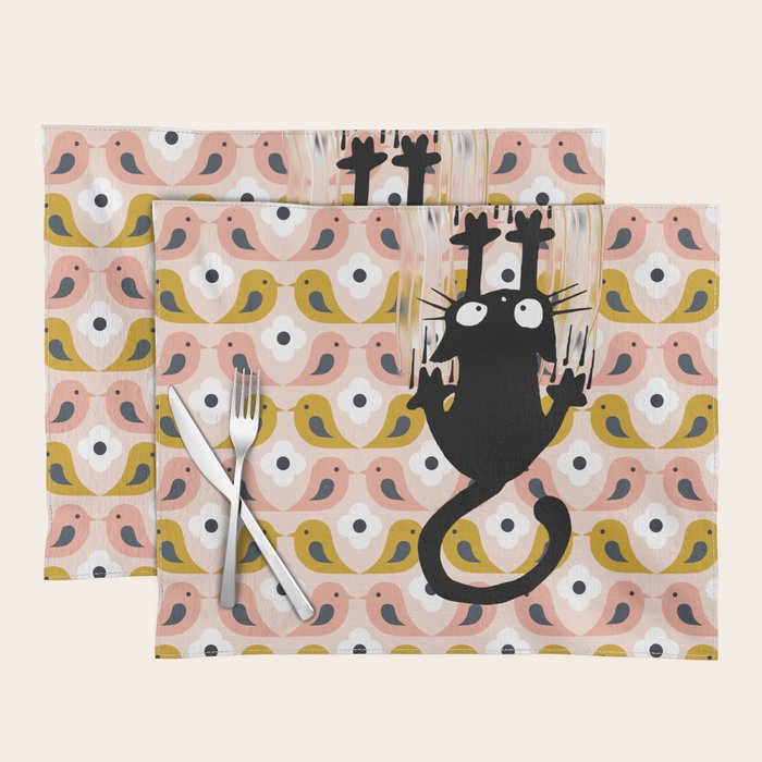 Unexspected falling cat blush Placemat Gallery Image 1