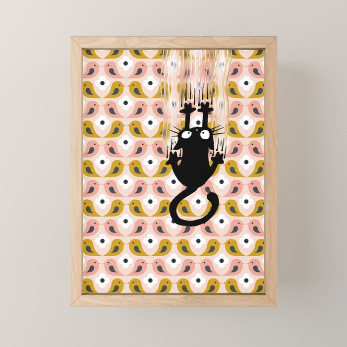 Unexspected falling cat blush Mini Art Print Gallery Image 1