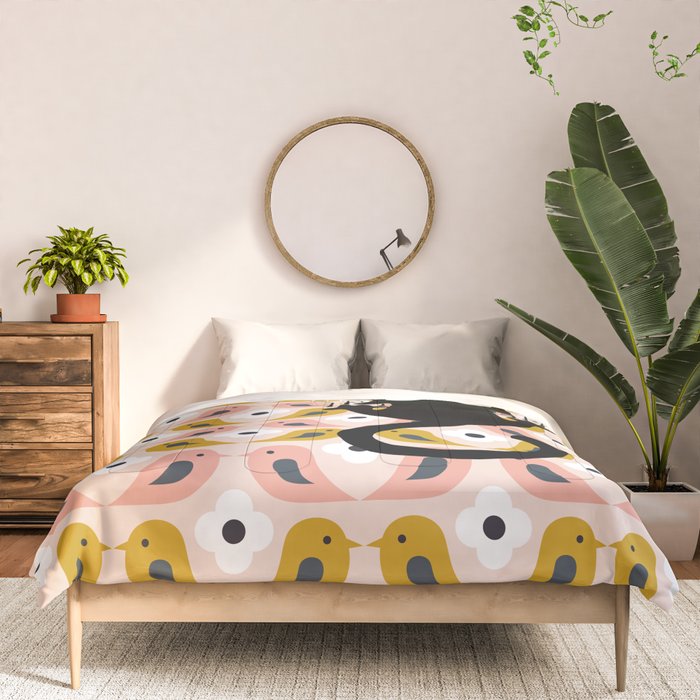 Unexspected falling cat blush Comforter Gallery Image 3