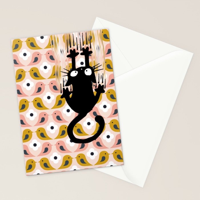 Unexspected falling cat blush Stationery Card Gallery Image 2