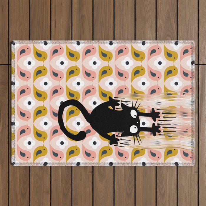 Unexspected falling cat blush Outdoor Rug Gallery Image 1
