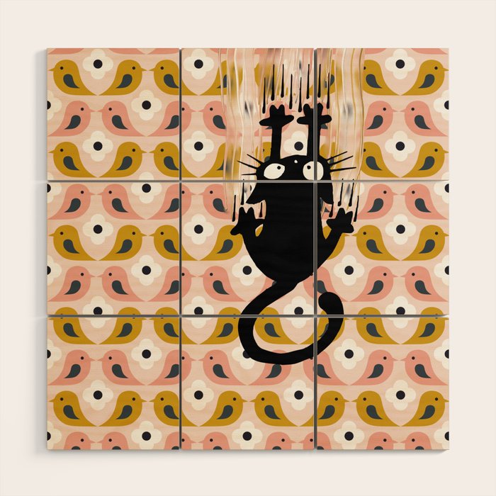 Unexspected falling cat blush Wood Wall Art Gallery Image 1