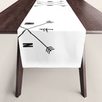 PNW Pacific Northwest Compass - White on Black Minimal Table Runner Gallery Image 1