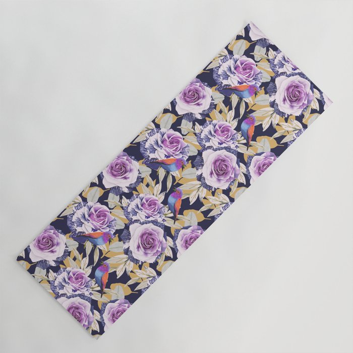 Bird in the rose bush D Yoga Mat Gallery Image 1